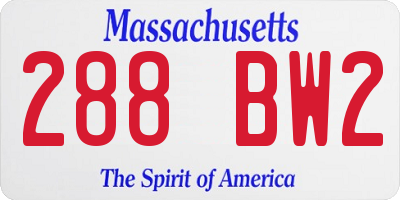 MA license plate 288BW2
