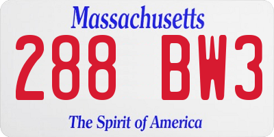 MA license plate 288BW3