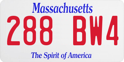 MA license plate 288BW4