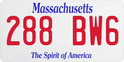 MA license plate 288BW6