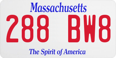 MA license plate 288BW8