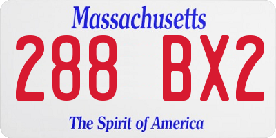 MA license plate 288BX2