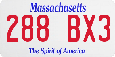 MA license plate 288BX3