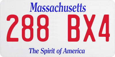MA license plate 288BX4