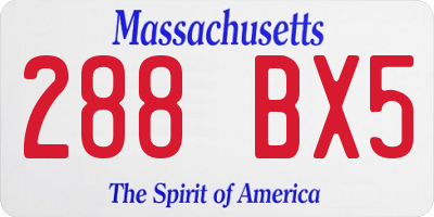 MA license plate 288BX5