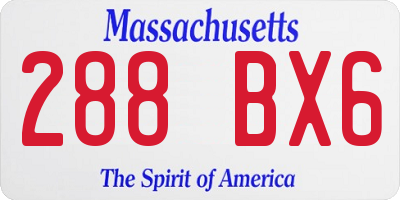 MA license plate 288BX6