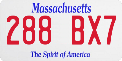 MA license plate 288BX7