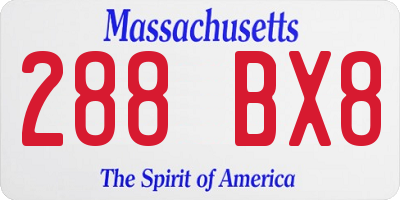 MA license plate 288BX8