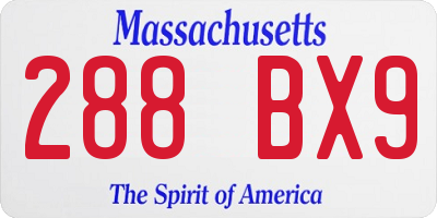 MA license plate 288BX9