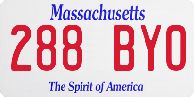 MA license plate 288BY0