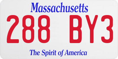 MA license plate 288BY3