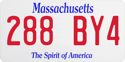 MA license plate 288BY4
