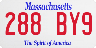 MA license plate 288BY9