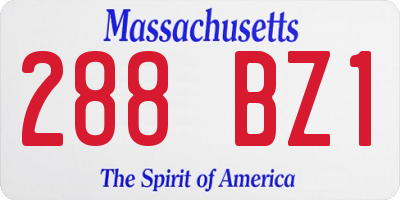 MA license plate 288BZ1