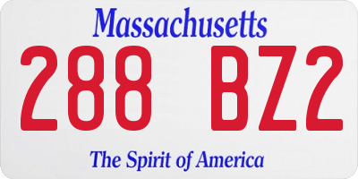 MA license plate 288BZ2