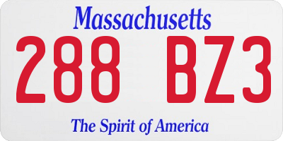 MA license plate 288BZ3