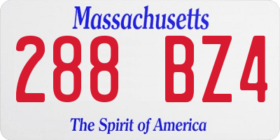 MA license plate 288BZ4