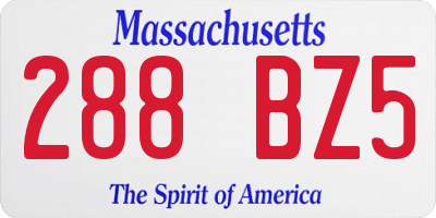 MA license plate 288BZ5