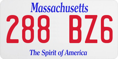 MA license plate 288BZ6