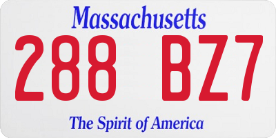 MA license plate 288BZ7