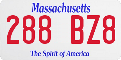 MA license plate 288BZ8
