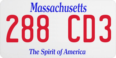 MA license plate 288CD3