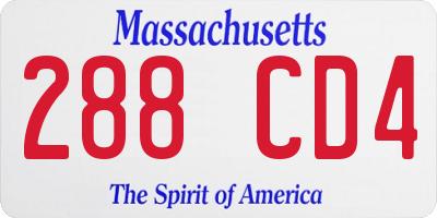 MA license plate 288CD4