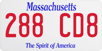MA license plate 288CD8