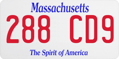 MA license plate 288CD9