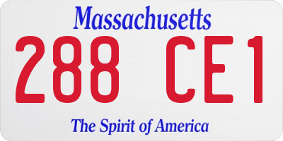 MA license plate 288CE1