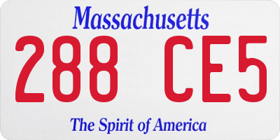 MA license plate 288CE5