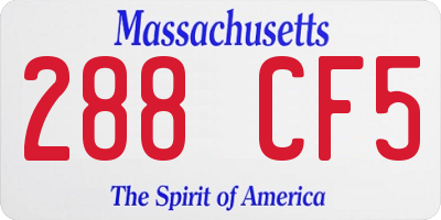 MA license plate 288CF5