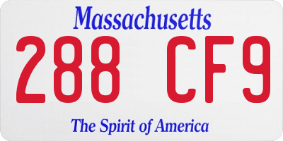 MA license plate 288CF9