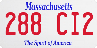 MA license plate 288CI2