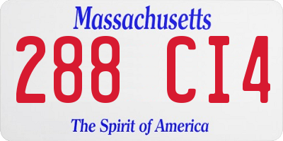 MA license plate 288CI4