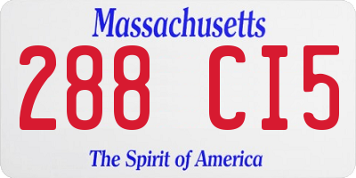 MA license plate 288CI5