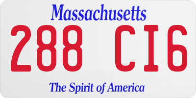 MA license plate 288CI6