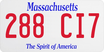 MA license plate 288CI7