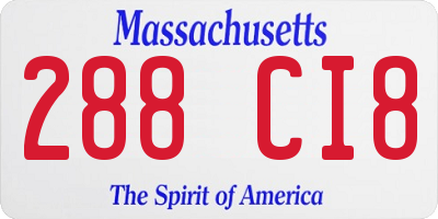 MA license plate 288CI8