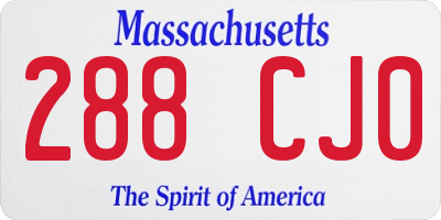MA license plate 288CJ0