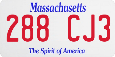 MA license plate 288CJ3