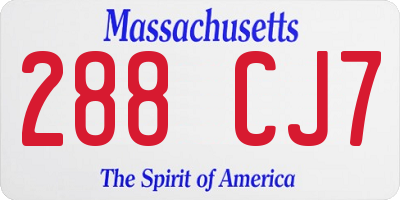 MA license plate 288CJ7