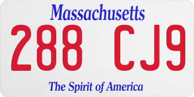 MA license plate 288CJ9