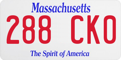 MA license plate 288CK0