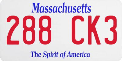MA license plate 288CK3