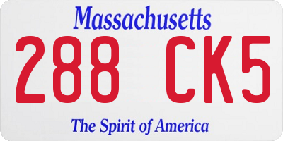 MA license plate 288CK5