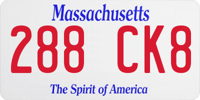 MA license plate 288CK8
