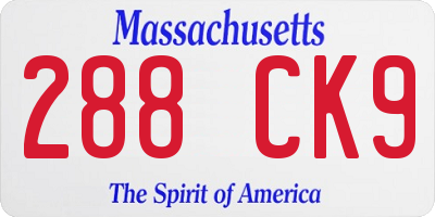 MA license plate 288CK9