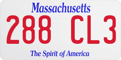 MA license plate 288CL3