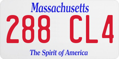 MA license plate 288CL4